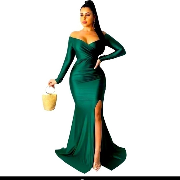 Copy - Mermaid dress off shoulder long sleeves long dress - Picture 1 of 3